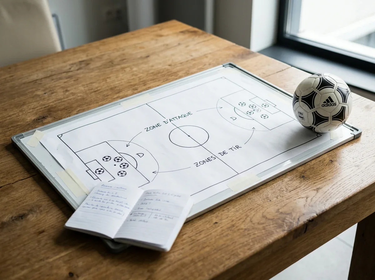Tableau tactique illustrant les buts attendus xG et les zones de tir d'une équipe de football